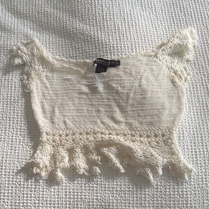 Rampage Cream Crochet Crop Top
